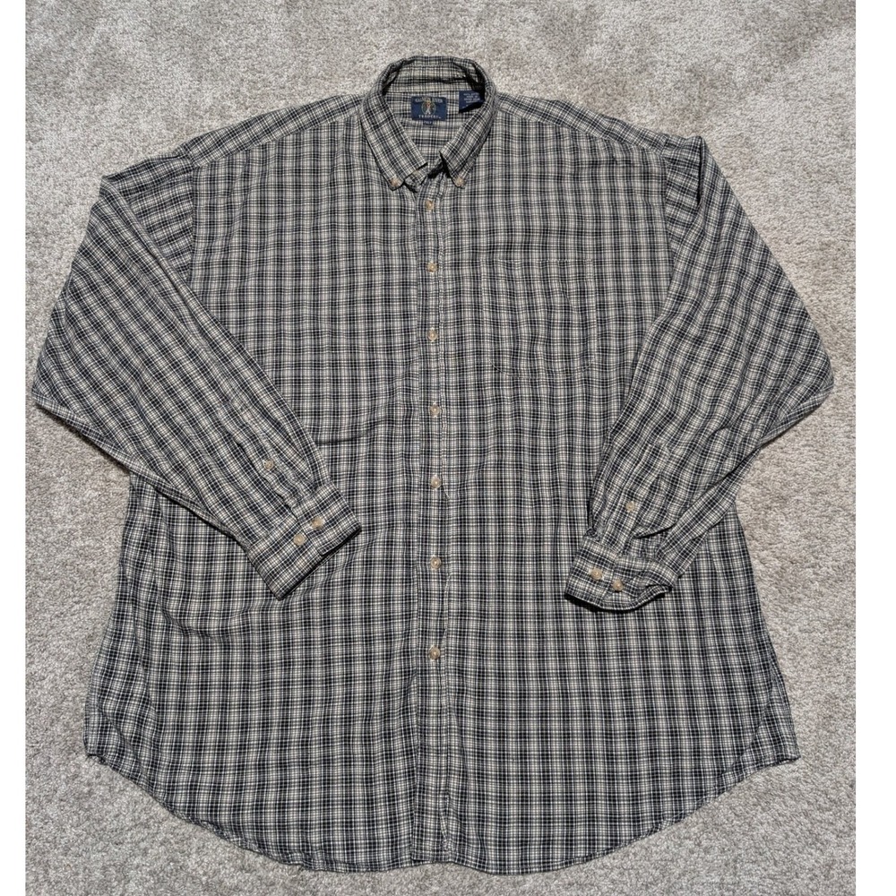 Salmon River Traders Mens 2XLT Plaid Long Sleeve Button Down Shirt 100% Cotton‎